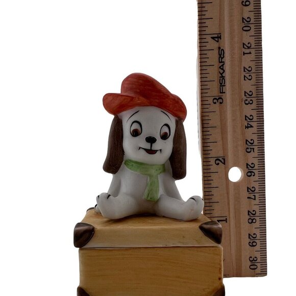 Vtg Lefton Trinket Box Dog Puppy Porcelain Bisque Suitcase Hat Scarf 2325 EUC - Picture 9 of 10